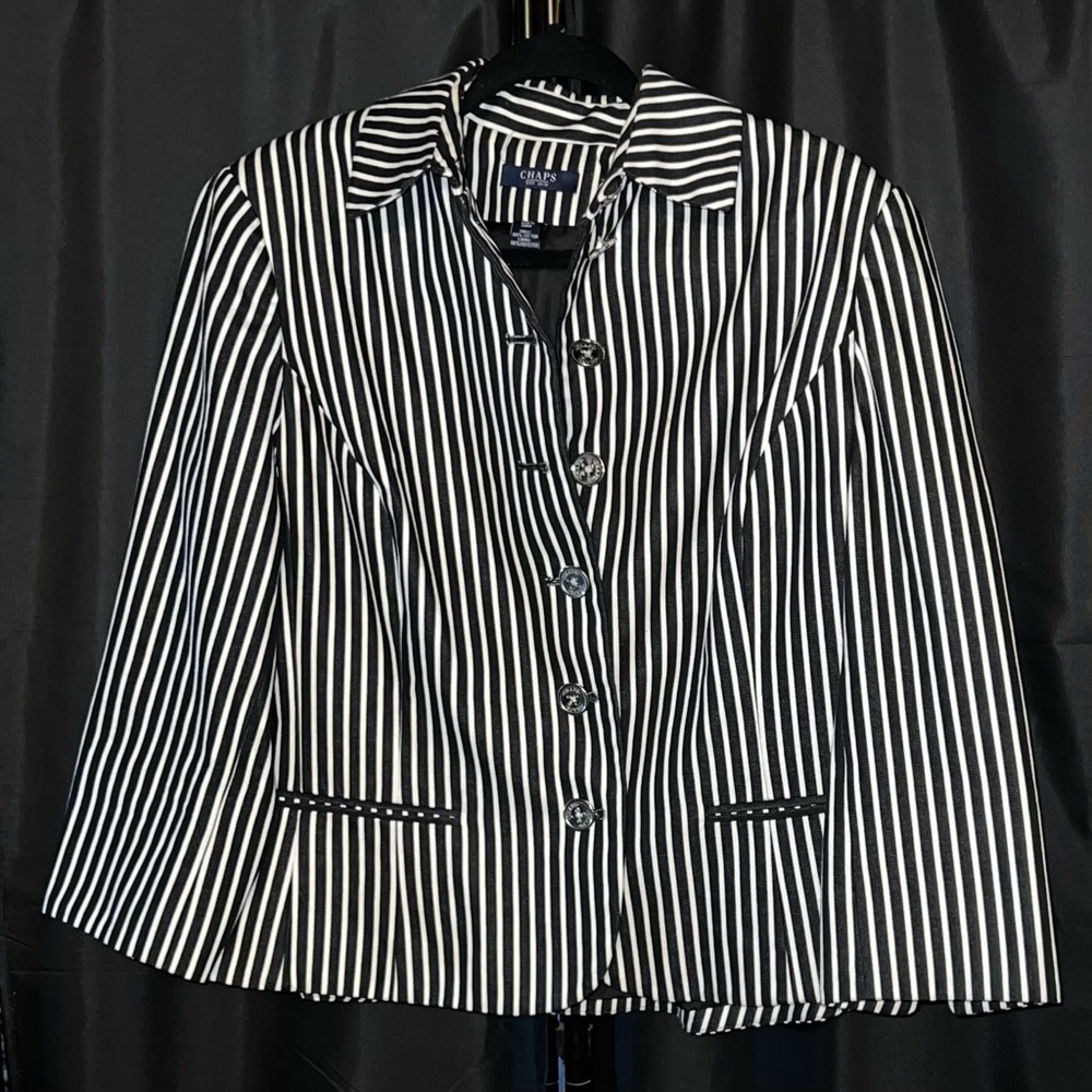 Chaps Women's B&W Striped Blazer